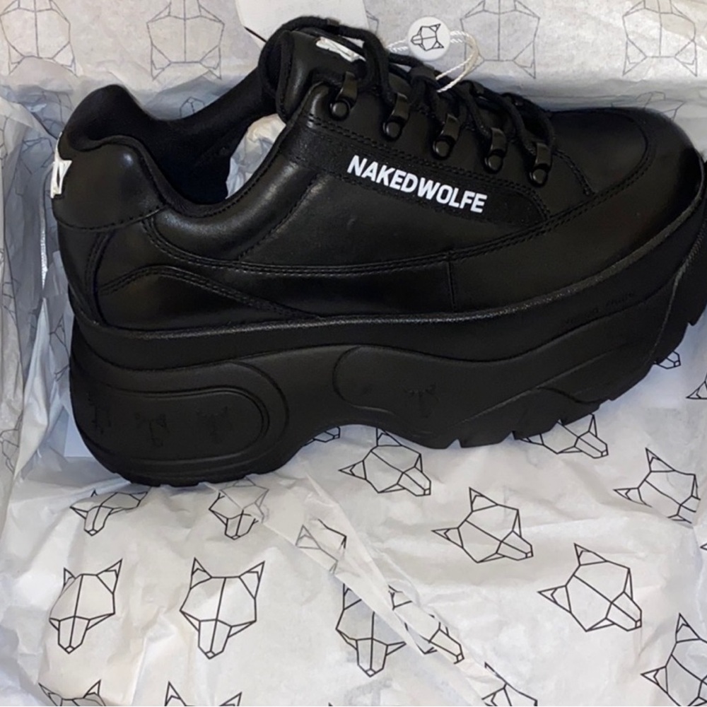 Naked Wolfe Black Chunky Sneakers